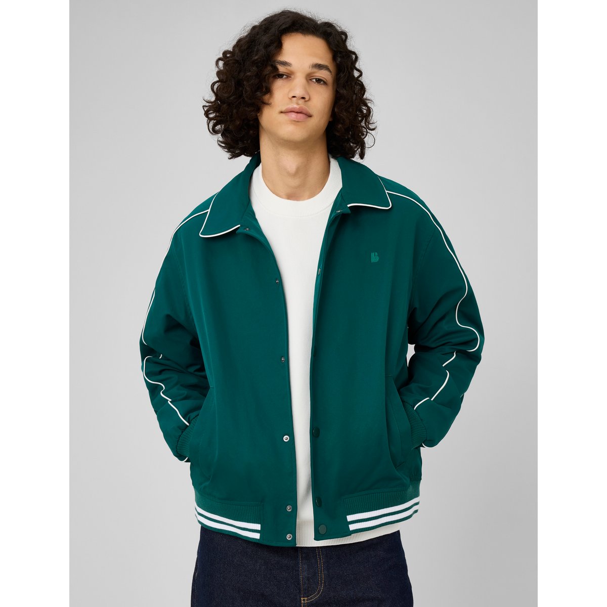 Blouson col chemise à pressions vert, BZB