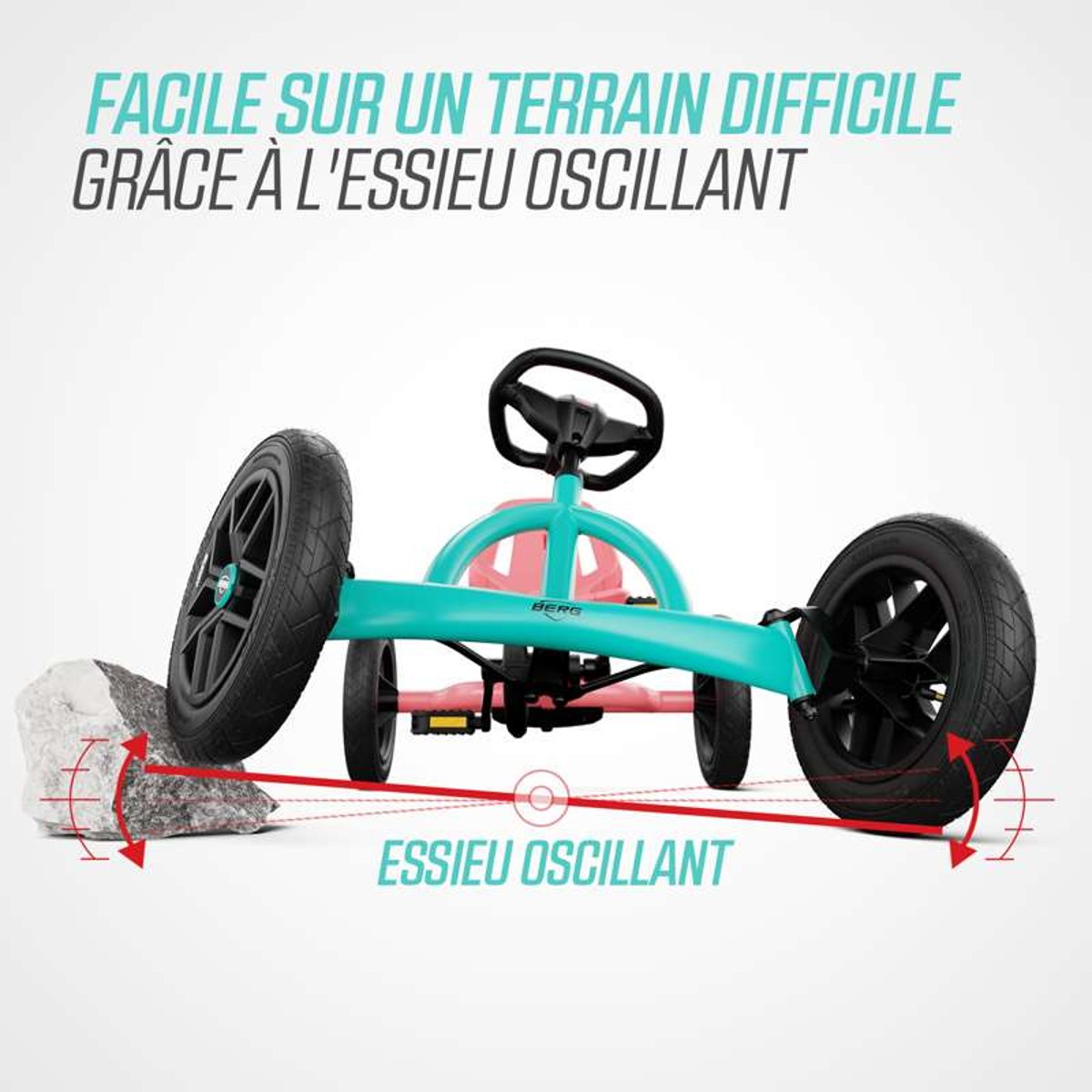Kart à Pédales pour Enfants, 3+ Ans, Buddy Lua pink/mint, BERG TOYS