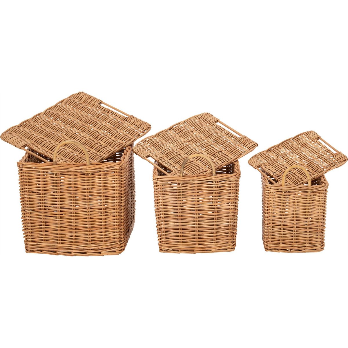 Set de 3 paniers en osier avec anses naturel, RECOLLECTION