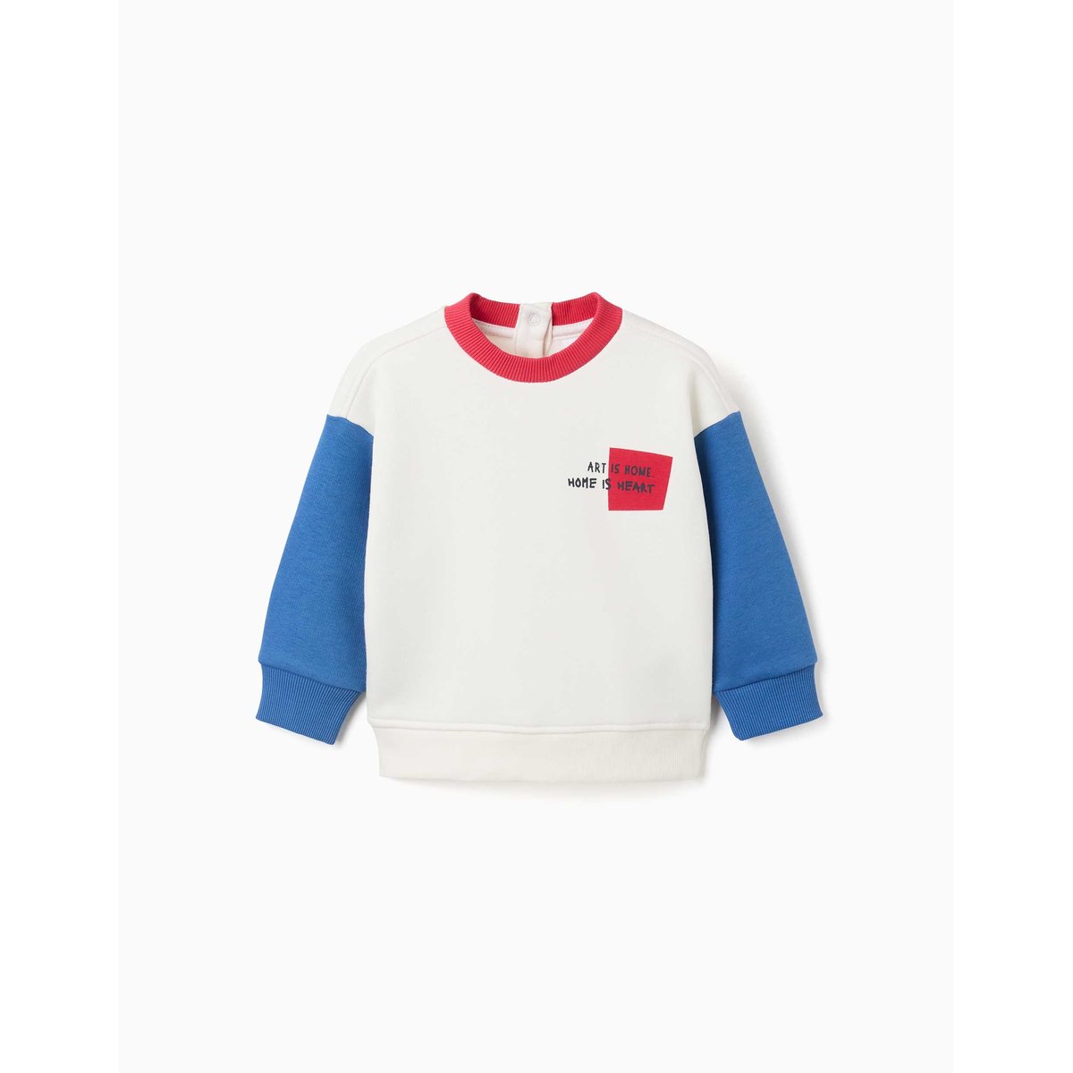 Sweat en coton peigné avec imprimé sur la poitrine blanc, ZIPPY