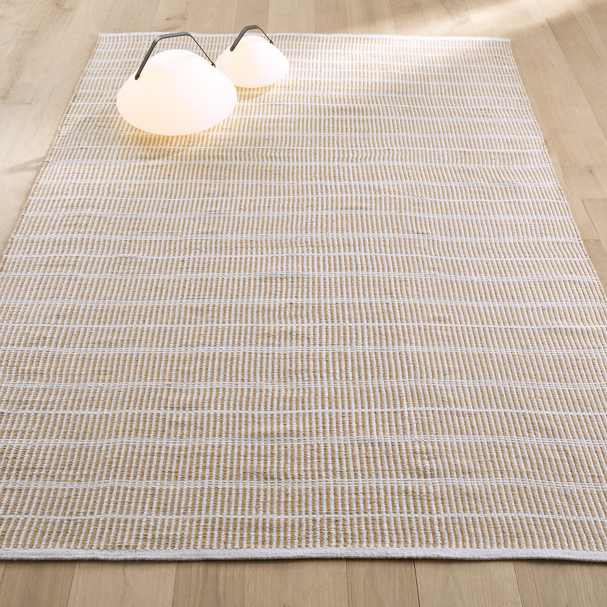 Tapis extérieur polyester recyclé, Linear naturel/blanc, AM.PM