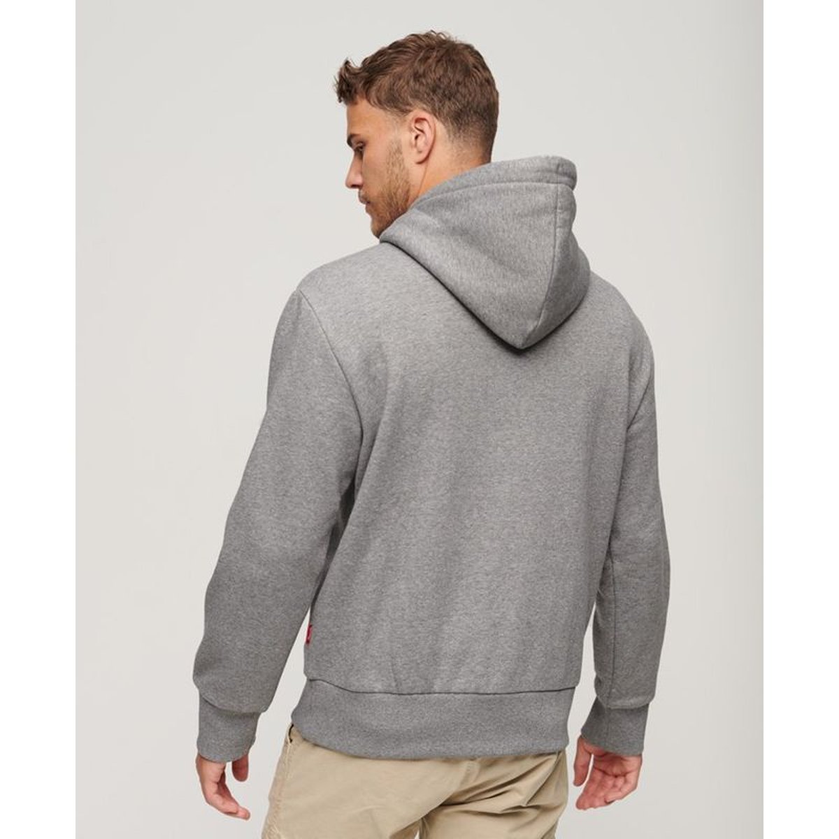 Sweat à capuche et motif Travel Postcard gris foncé moucheté chiné, SUPERDRY