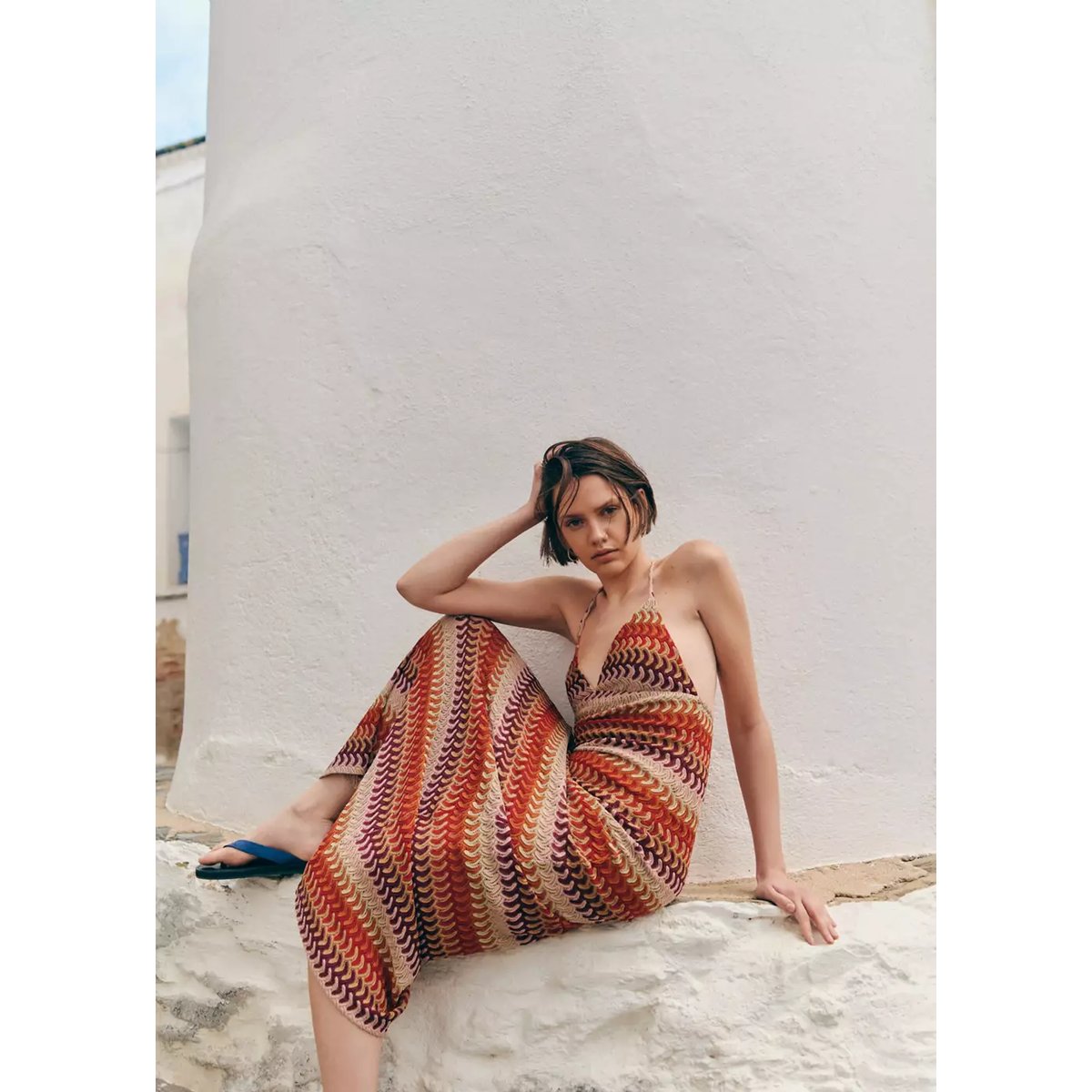 Robe crochet dos nu orange, MANGO TEEN