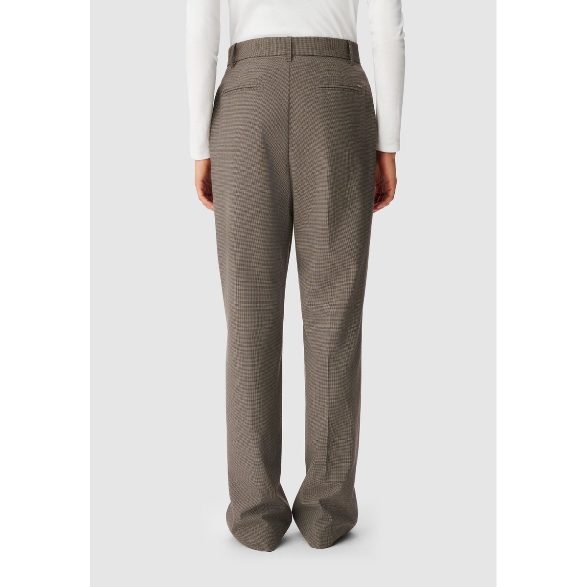 Pantalon de tailleur motif pied-de-puce marron havane, IKKS