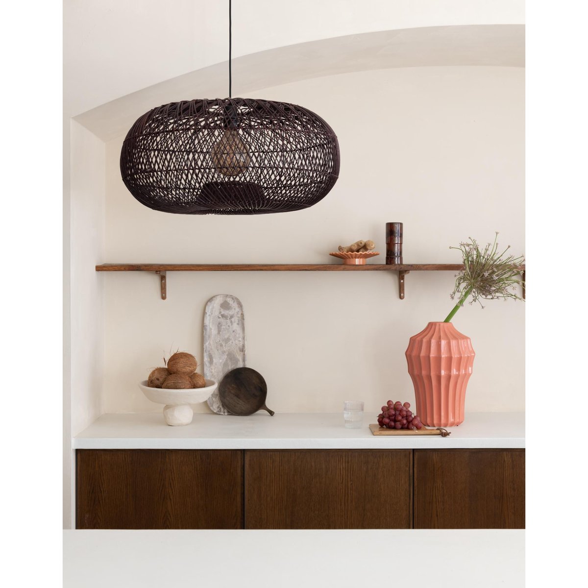Lampe Suspendue Bambou ARIZONA bordeaux, GOOD & MOJO