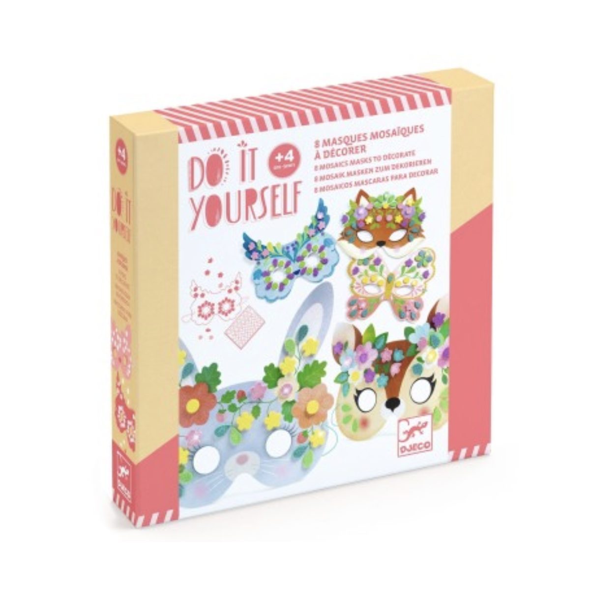Kit creatif 8 masques - Animaux de la foret - couleur unique, DJECO