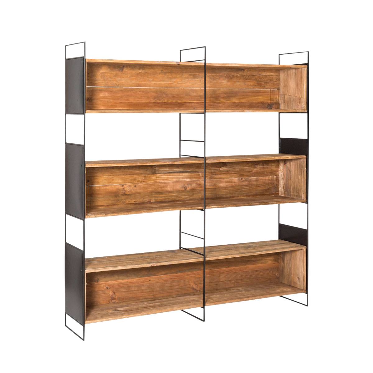 Bibliothèque en bois recyclé 180 cm BLAISE noir, MADE IN MEUBLES