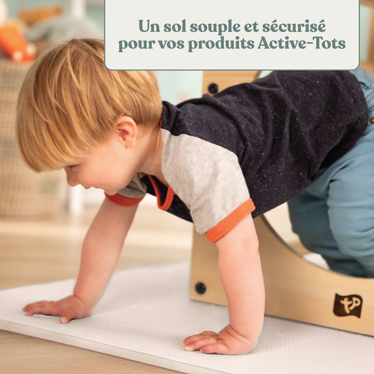Tapis de jeu en mousse pour bébé beige, ACTIVE TOTS