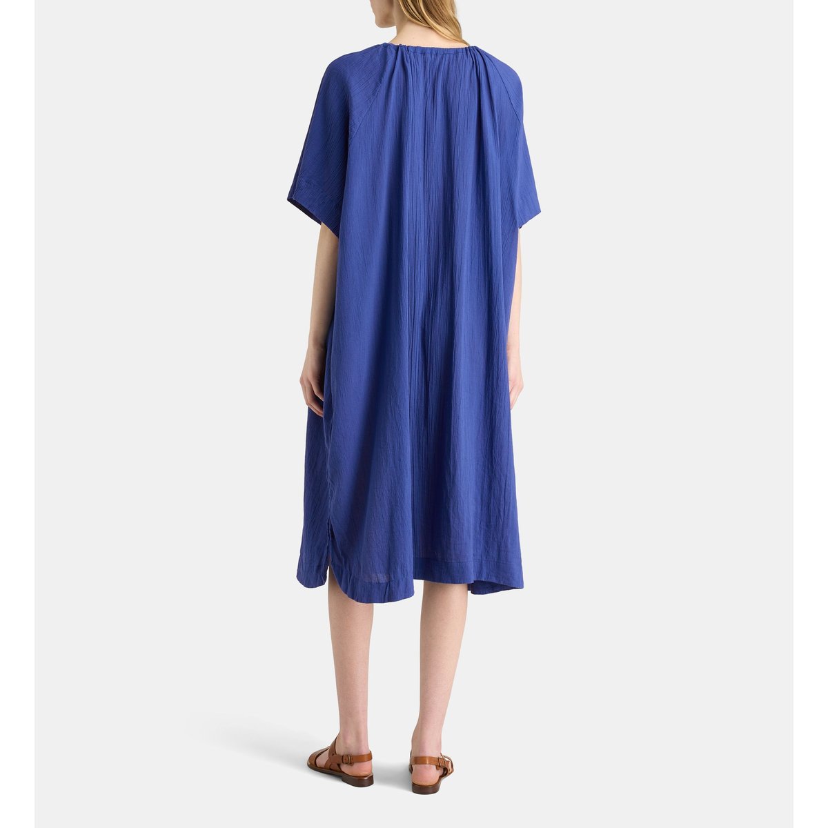 Tunique longue paolina coton froissé bleu, GALERIES LAFAYETTE