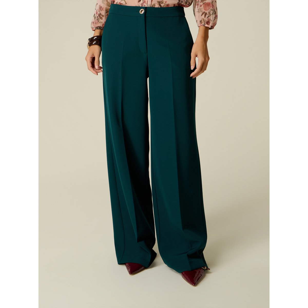 Pantalon palazzo vert, OLTRE