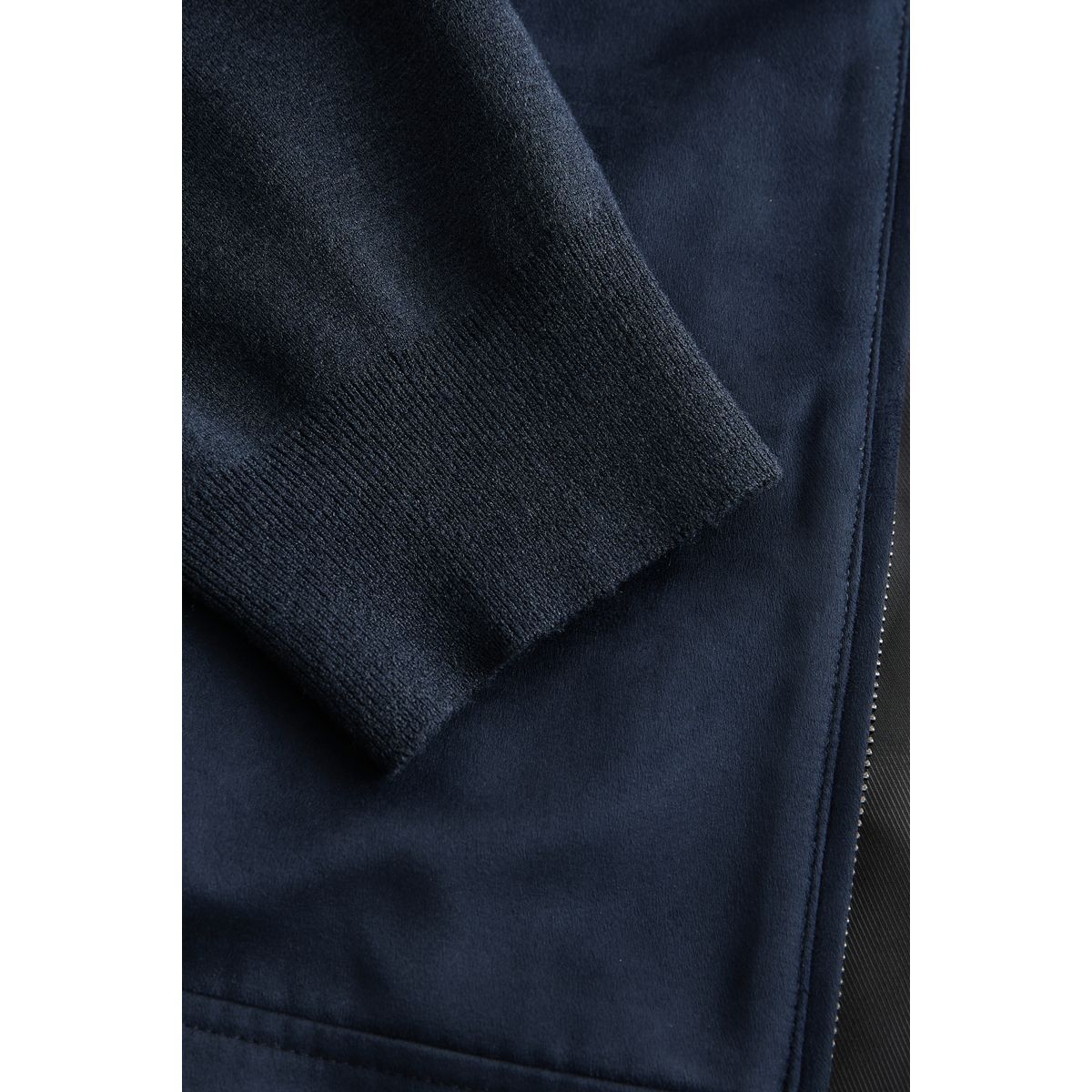 Veste en daim synthétique avec manches maille bleu marine, NEXT