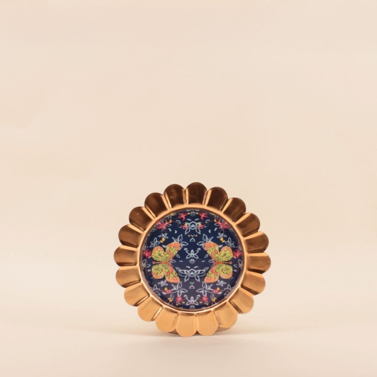 Plateau fantaisie en métal laqué Asian Fauna d22cm bleu, HASHTAG DECO