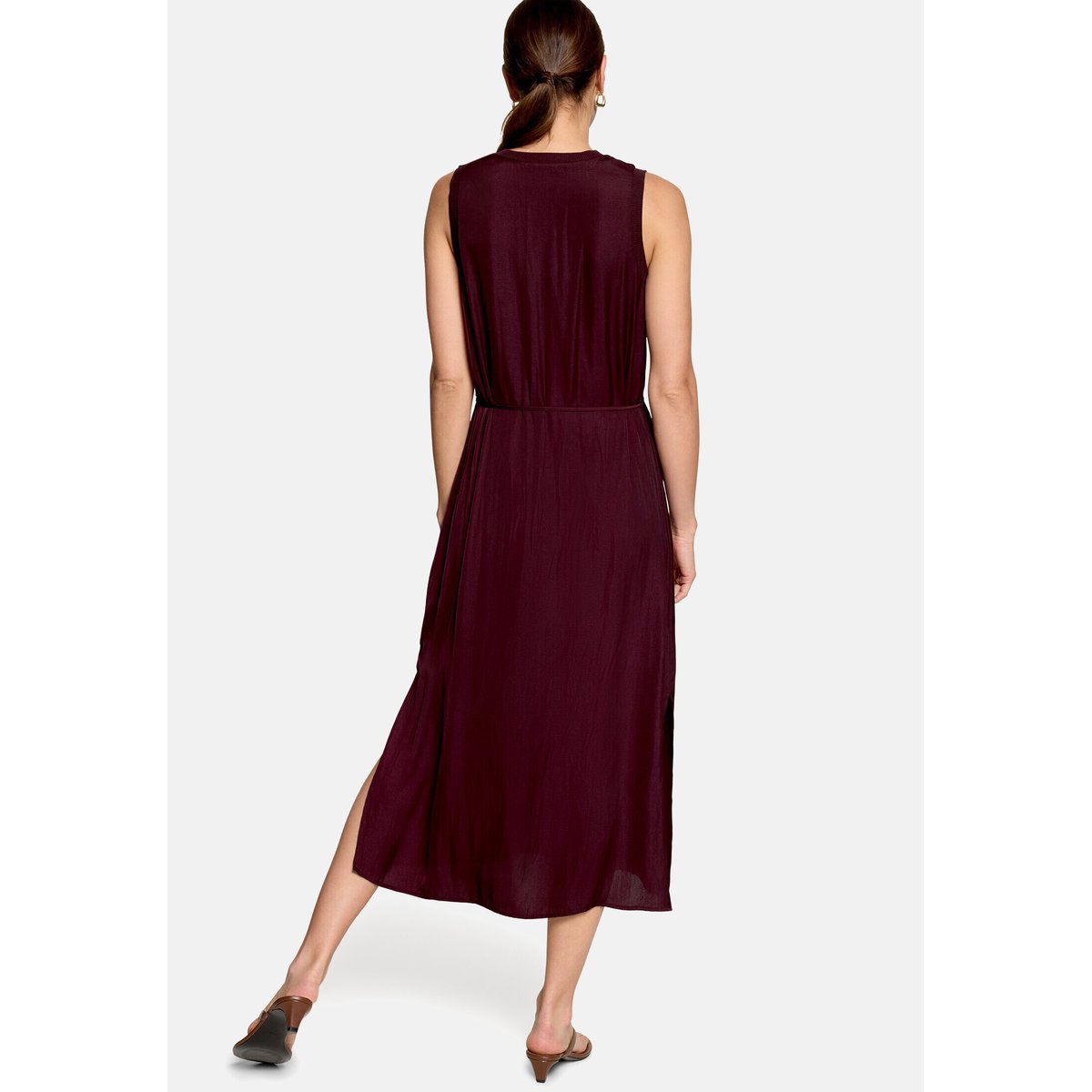 Robe droite à bordures côtelées dark aubergine, ZERO