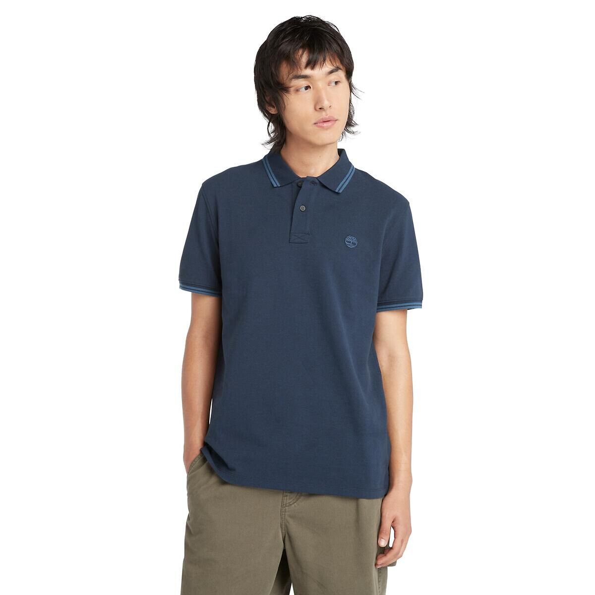 Polo maille piquée bleu marine, TIMBERLAND