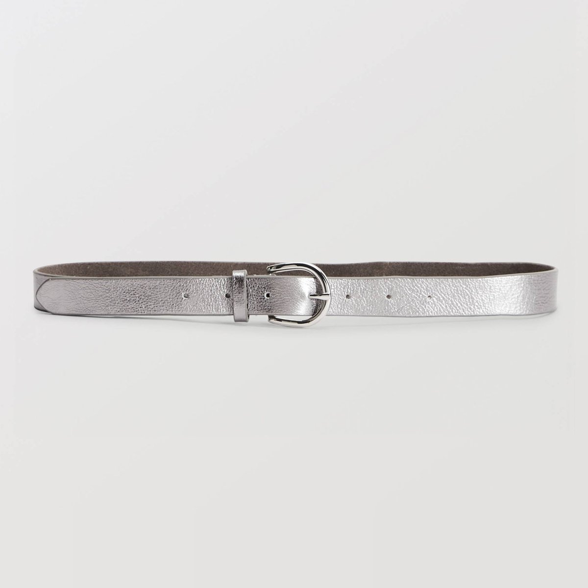 Ceinture 3 cm en cuir argent, MONOPRIX