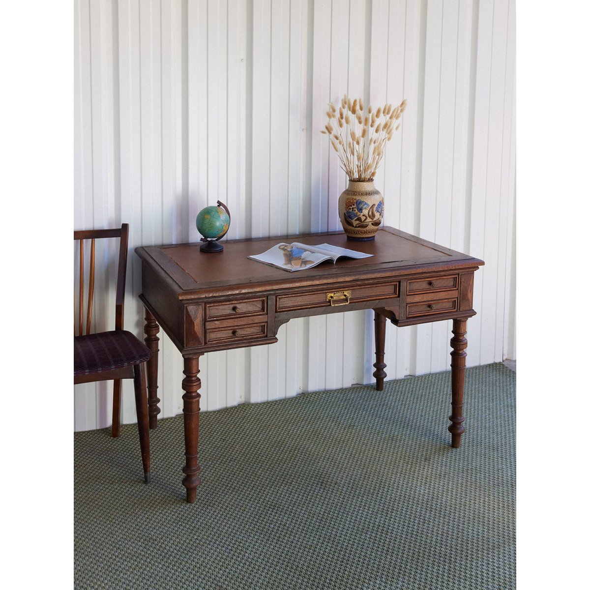 Bureau campagne en bois Edouard N°1081 - Bon état bois foncé, DEBONGOUT