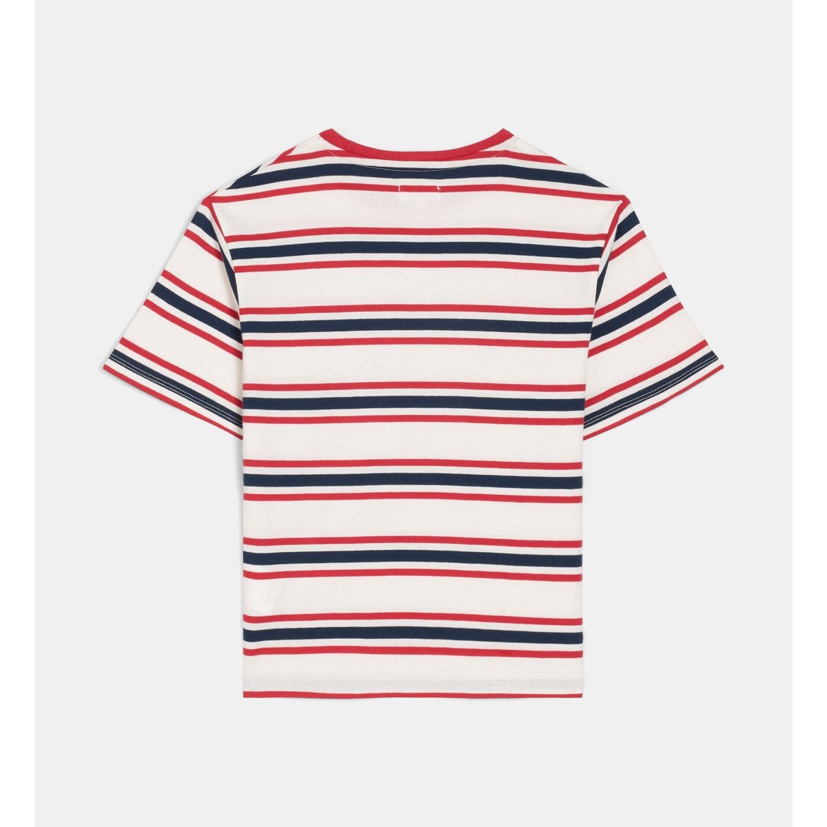 T-shirt tartus à rayures coton écru et multicolore, CADET ROUSSELLE