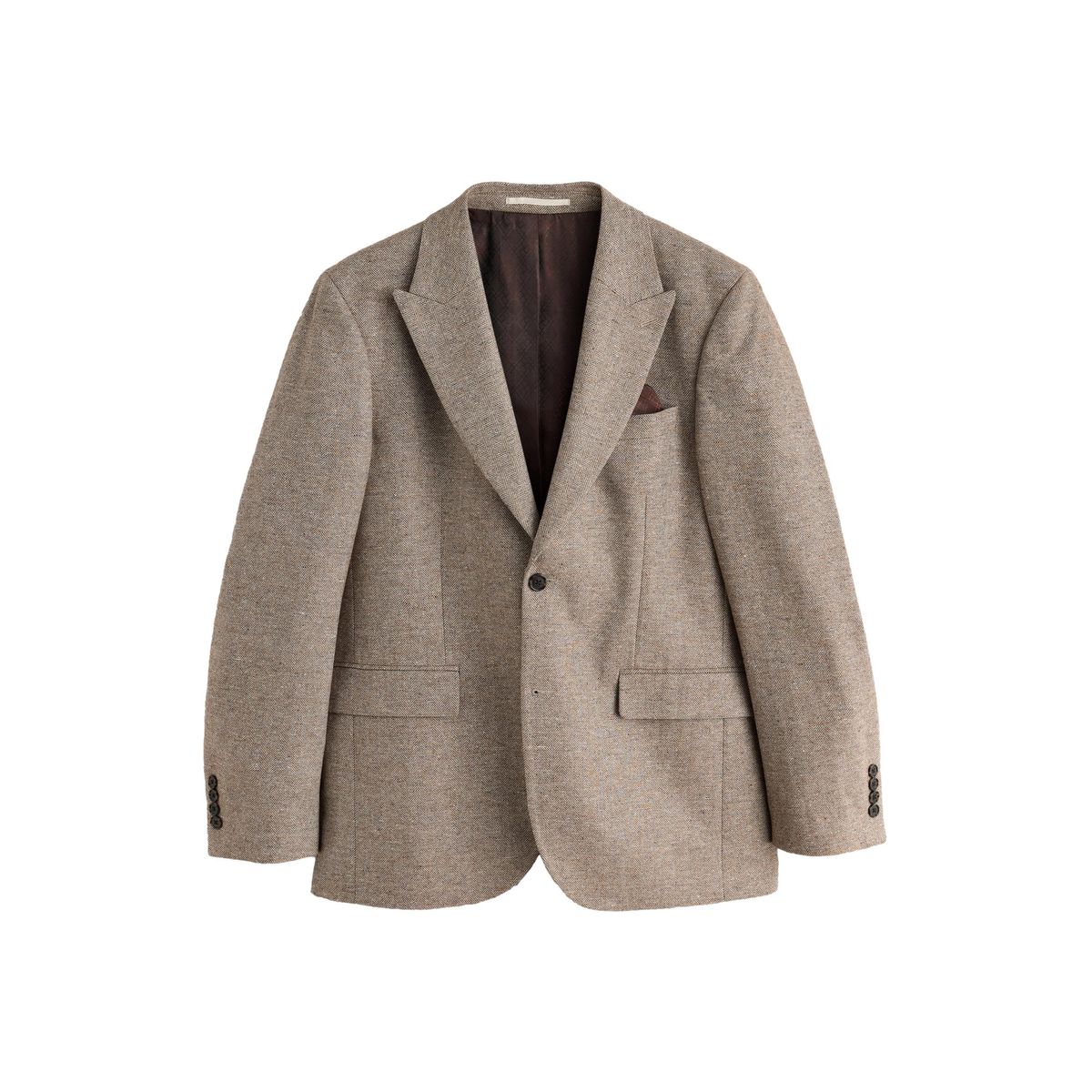 Veste de costume ajustée à chevrons en laine grège, NEXT
