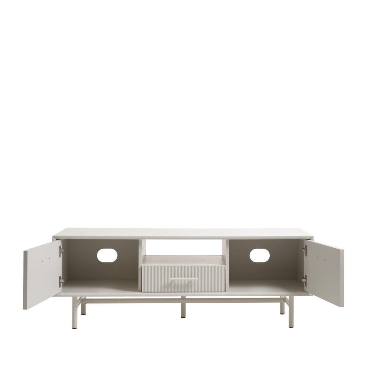 Meuble TV 2 portes 1 tiroir en bois et métal L140cm- JURA grège, DRAWER