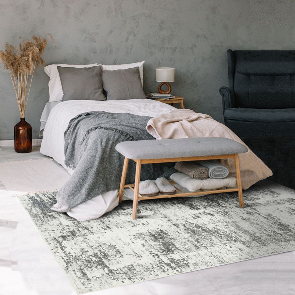 Tapis salon extra-doux brume VESTALE BRUMES gris, THE DECO FACTORY