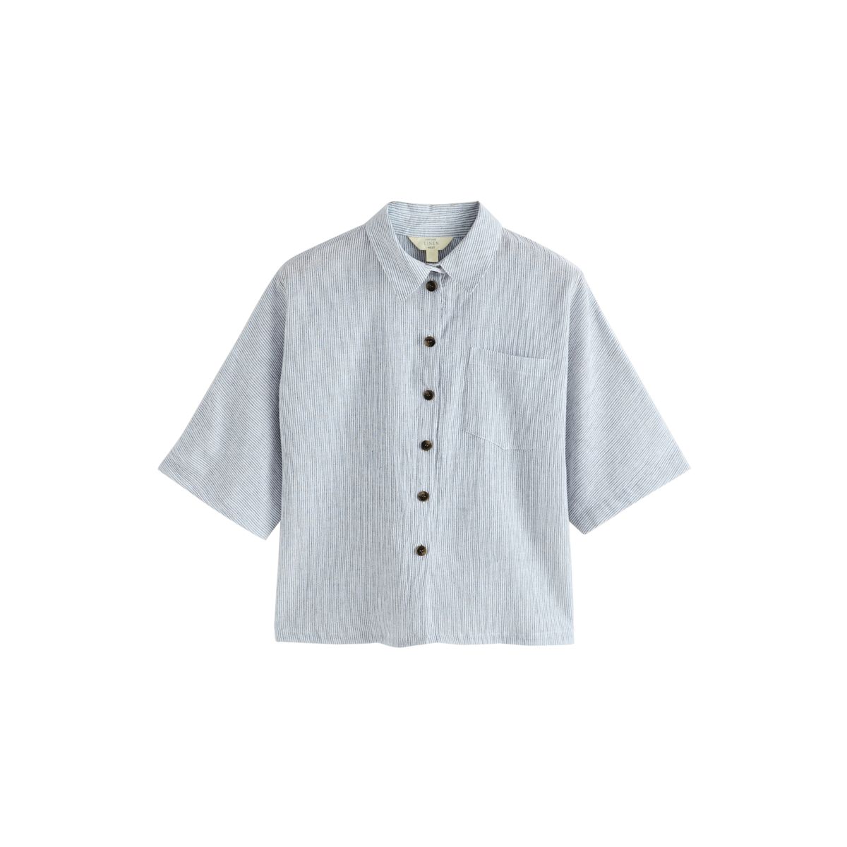 Chemise manches courtes en lin, lot de 2 rayures ardoise/blanches, NEXT