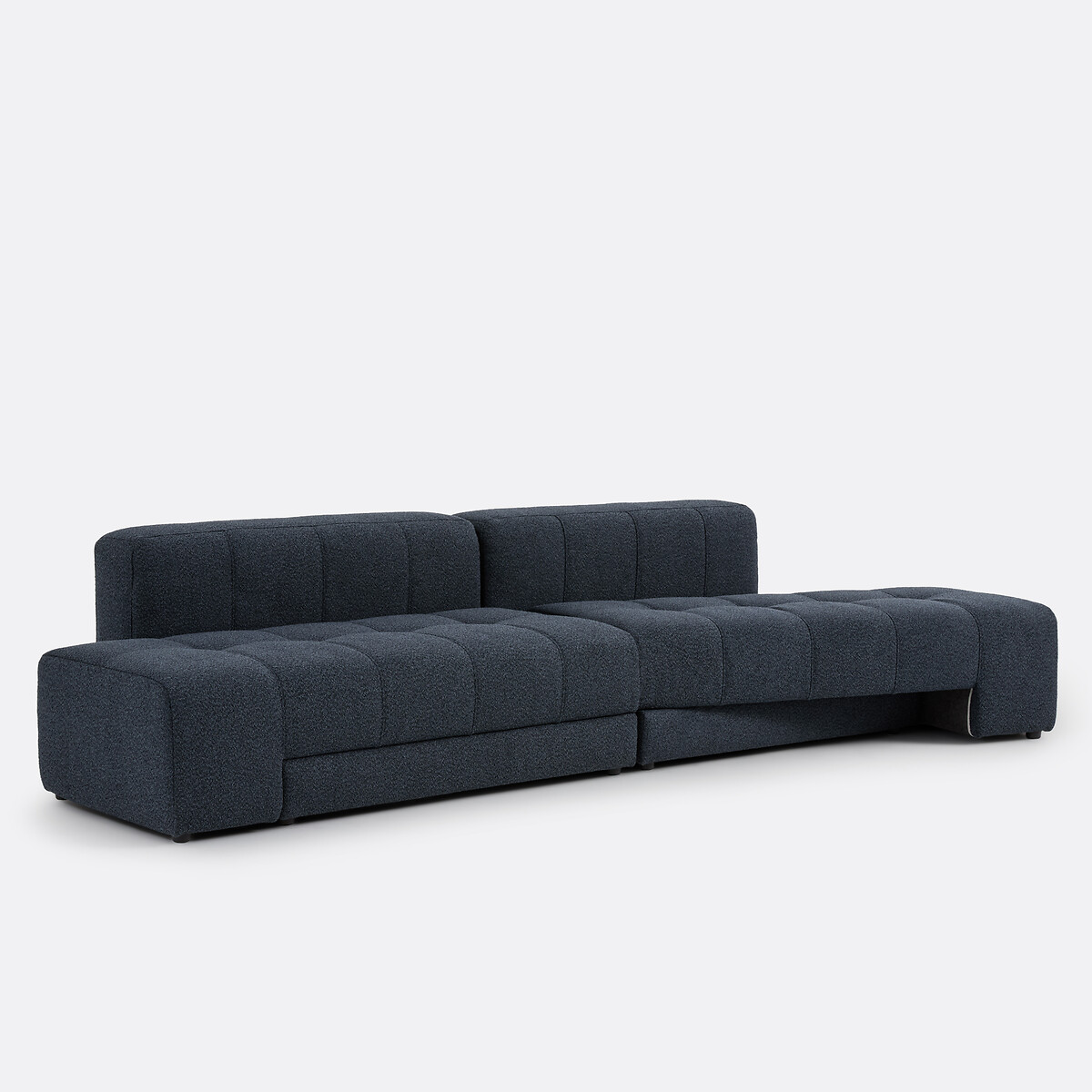 Canapé droit, 5 places, 4 en 1, en bouclette fine, FANO bleu, LA REDOUTE INTERIEURS