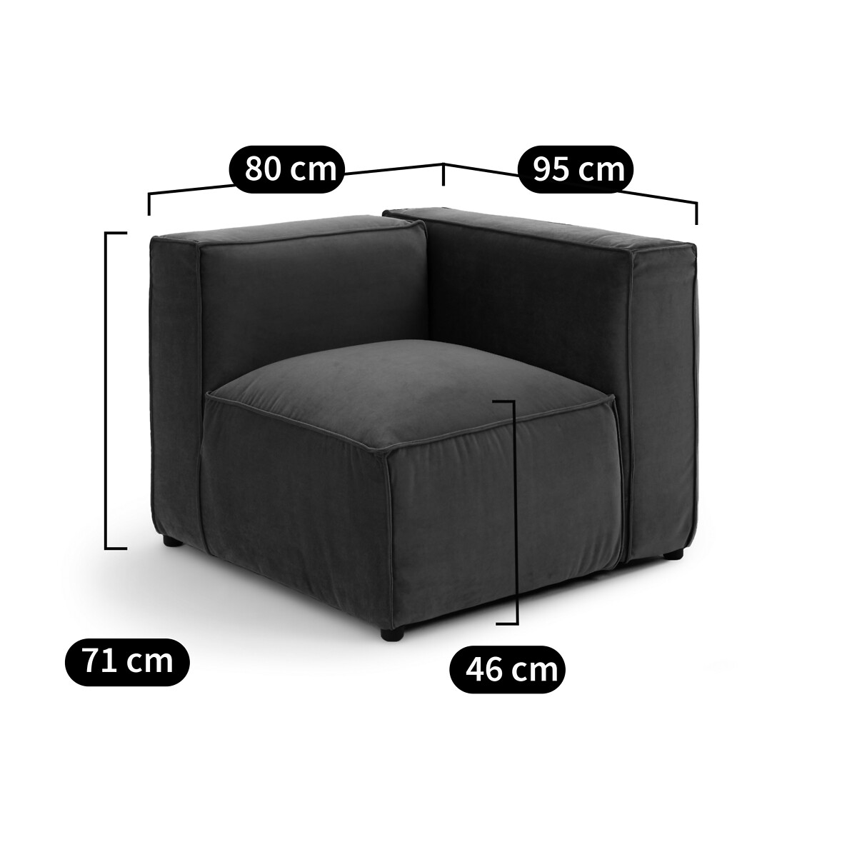 Elément d'angle pour canapé modulable, en bouclette, SEVEN ecru, LA REDOUTE INTERIEURS