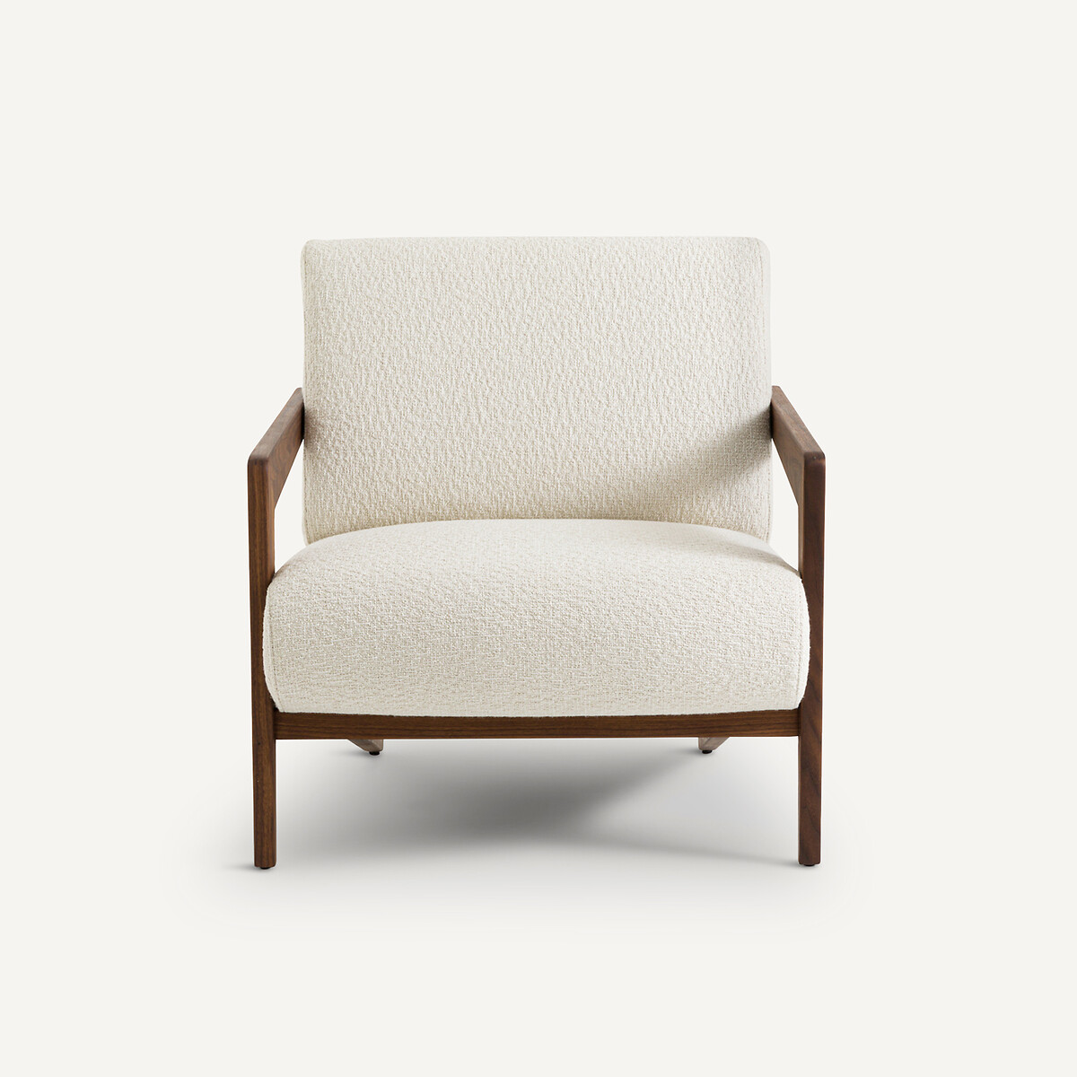 Fauteuil noyer massif et bouclette, Izag ecru, AM.PM