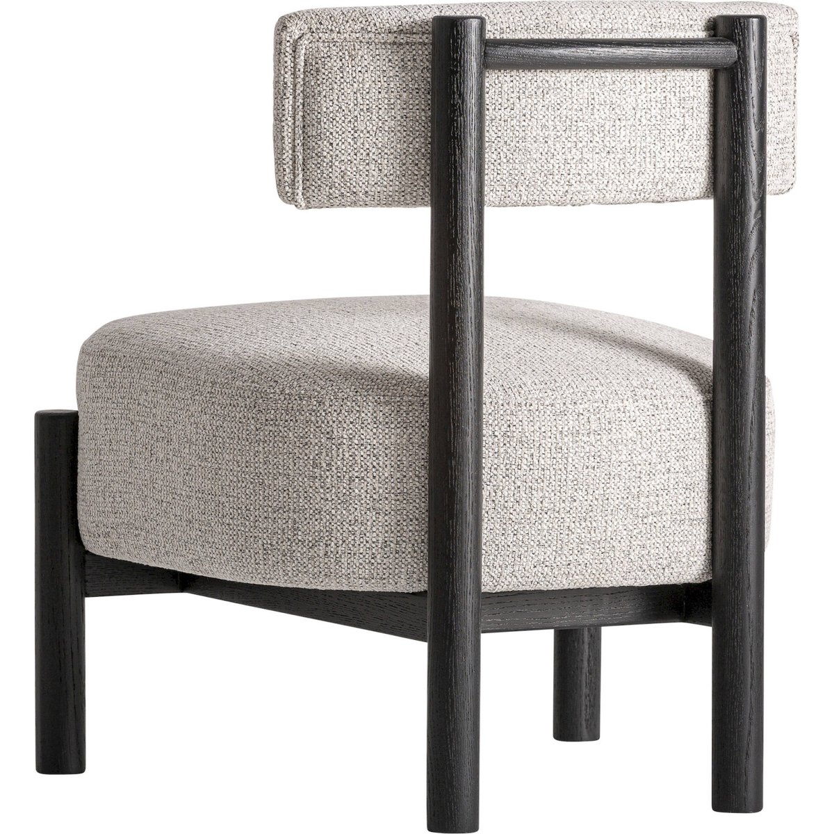 Fauteuil contemporain en bois et tissu blanc cassé et noir, RECOLLECTION