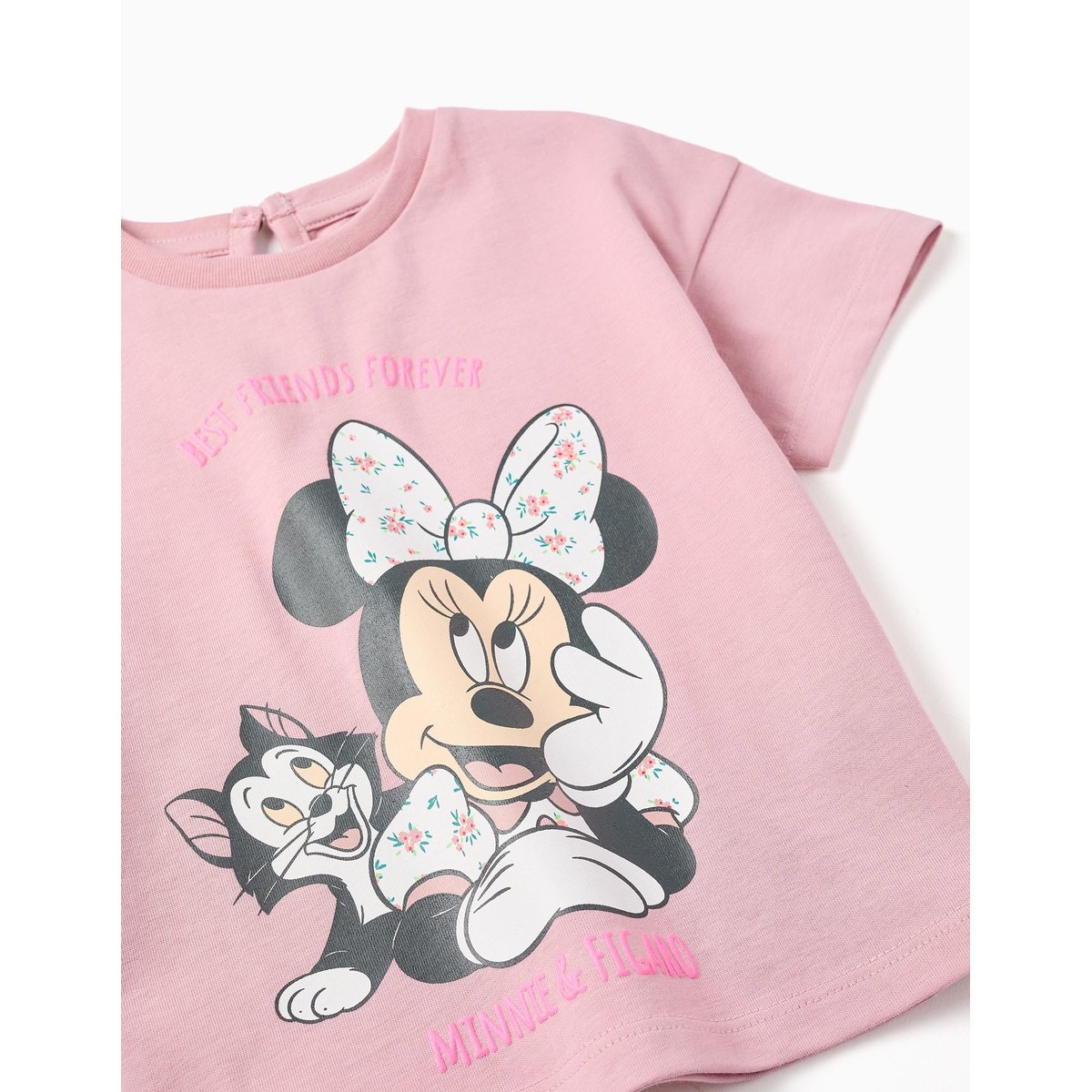 T-shirt en coton avec imprimé Minnie & Figaro rose clair, ZIPPY