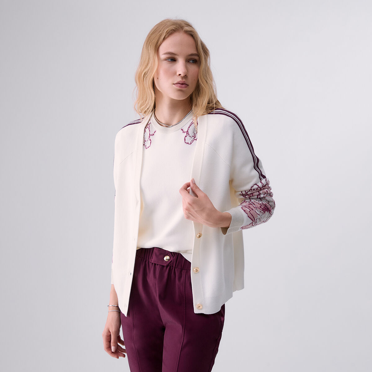 Cardigan jacquard blanc, LIU JO