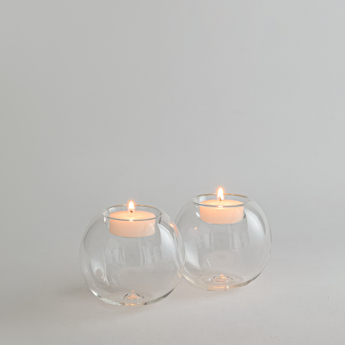 Set of 2 Ovia Transparent Glass Candleholders Height 7.5cm transparent, LA REDOUTE INTERIEURS