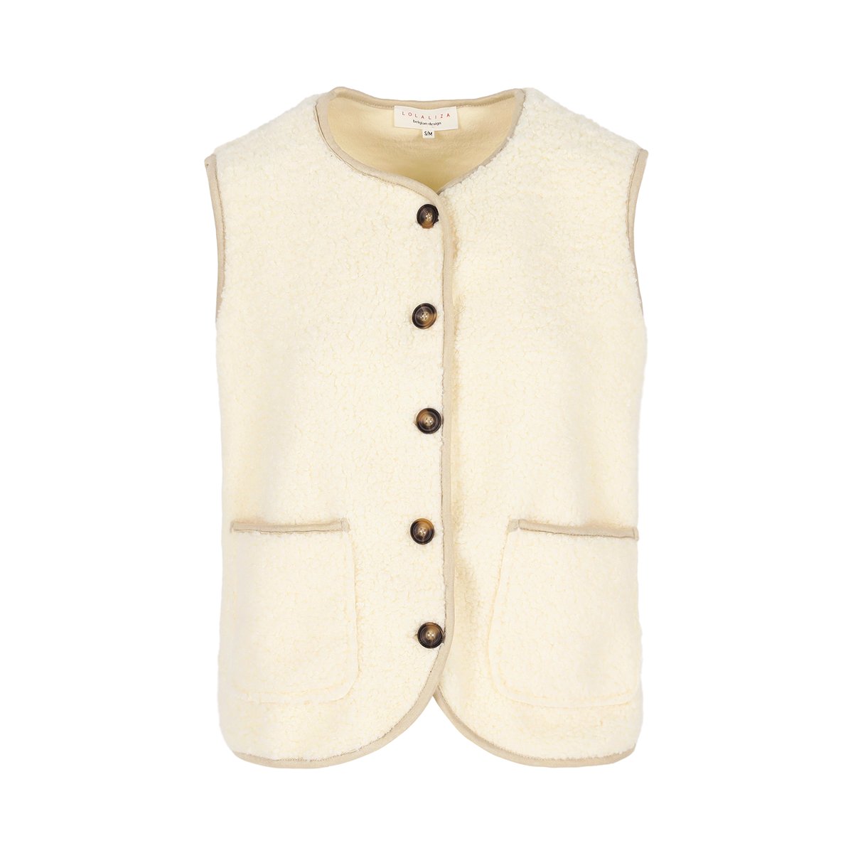 Gilet sans manches texturé blanc vanille, LOLALIZA
