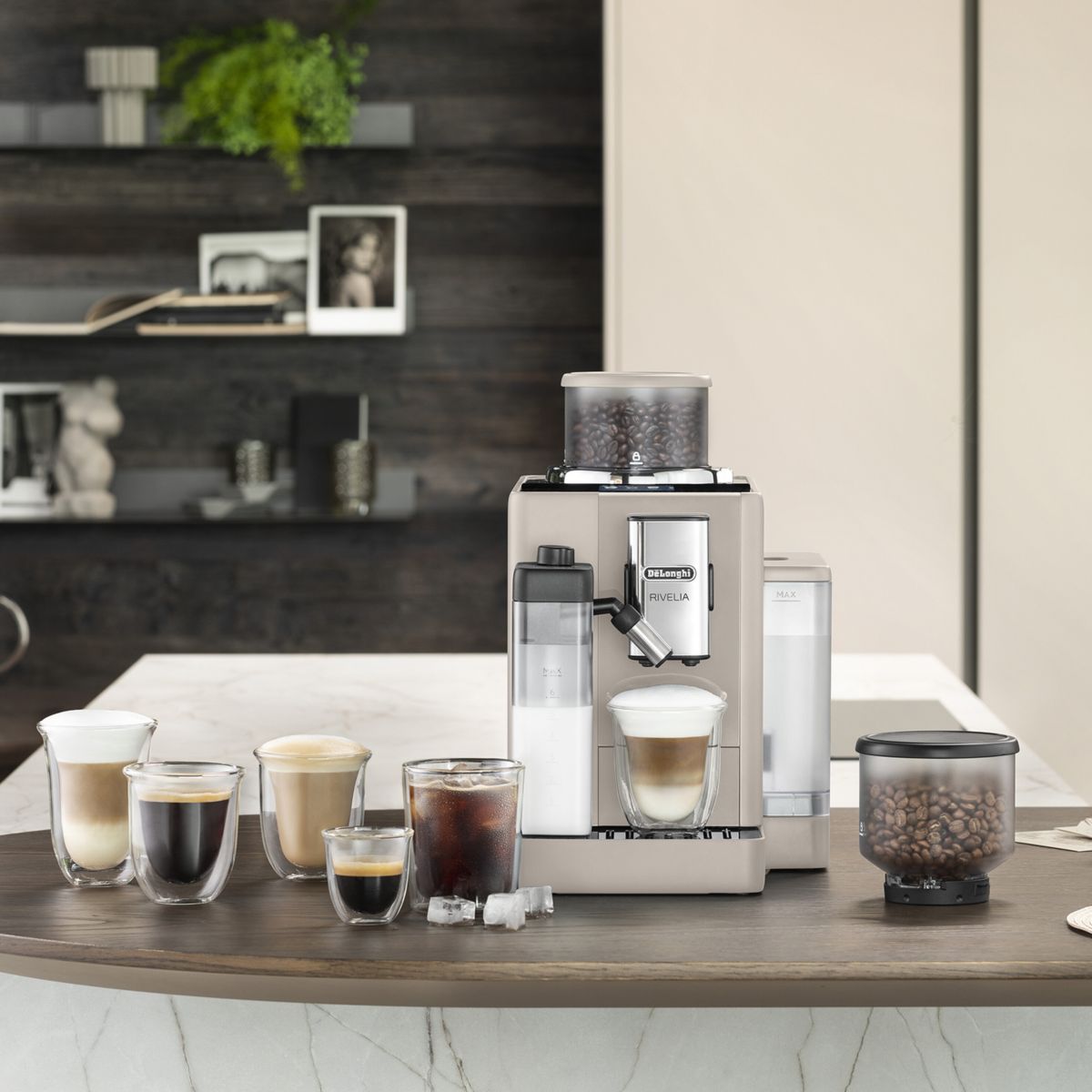 Expresso Broyeur FEB4455.BG Rivelia Latte Beige couleur unique, DELONGHI