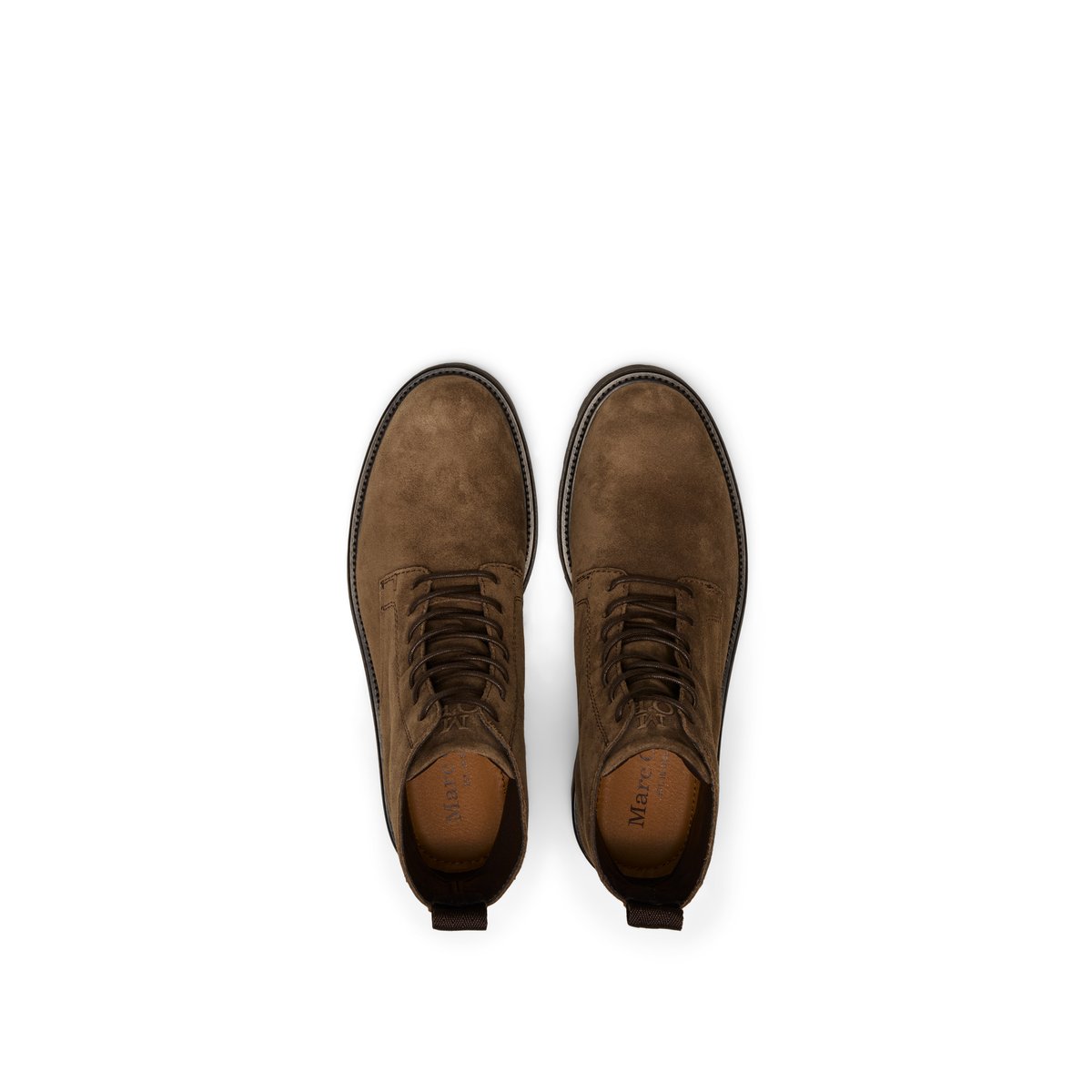 Bottes à lacets, modèle Phil en cuir velours huilé marron, MARC O'POLO