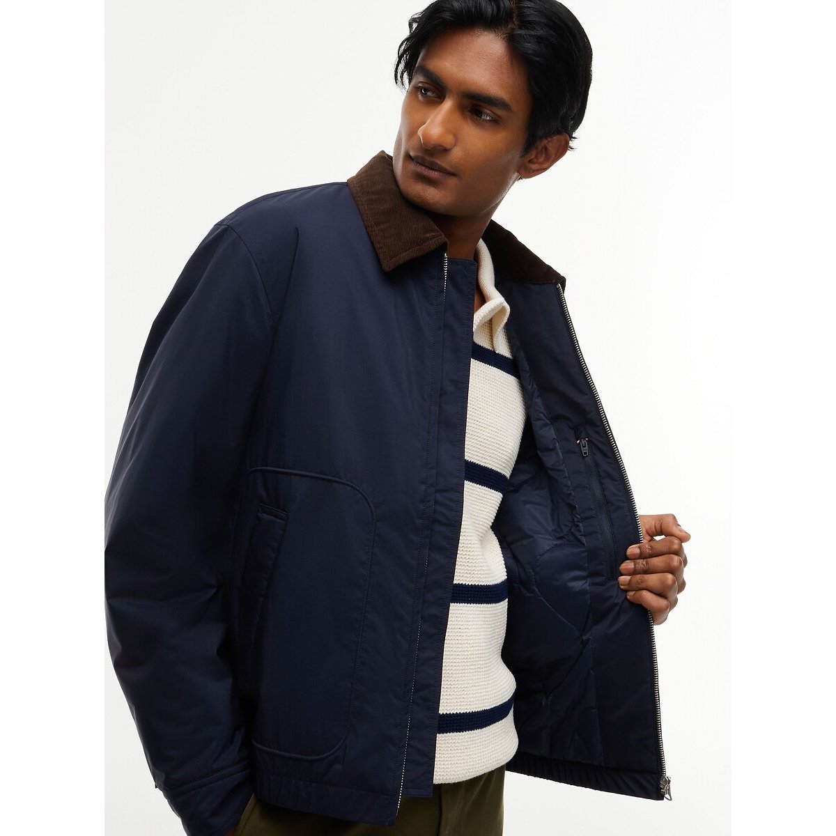 Giacca, collo a camicia a contrasto blu marino, TOMMY HILFIGER