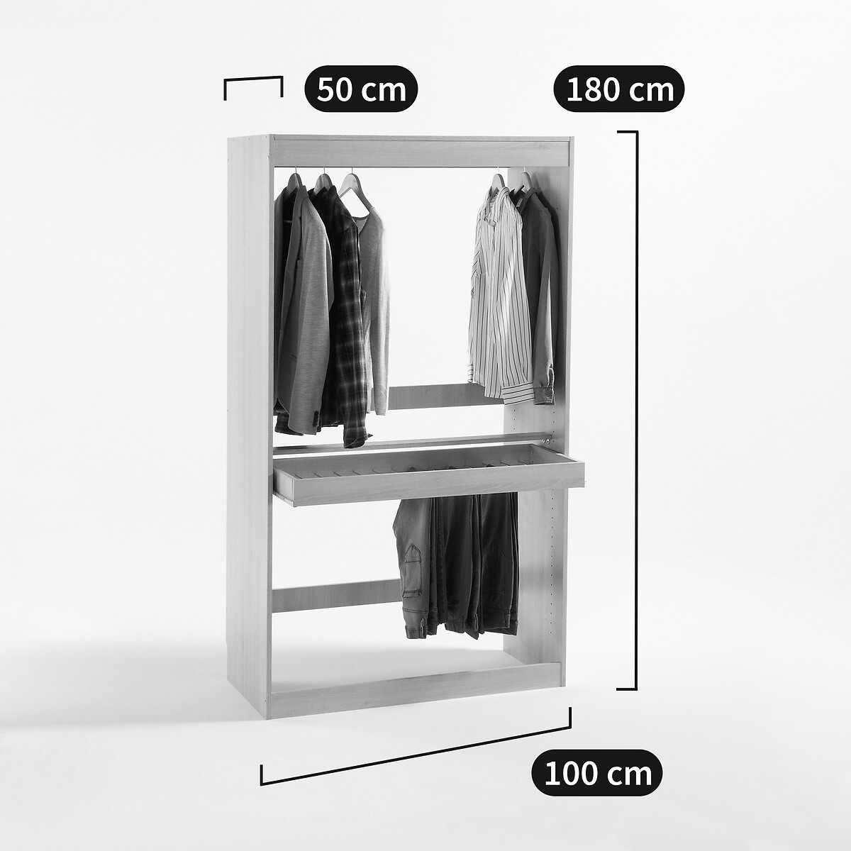 Module dressing, penderie + porte pantalons, Build blanc, LA REDOUTE INTERIEURS