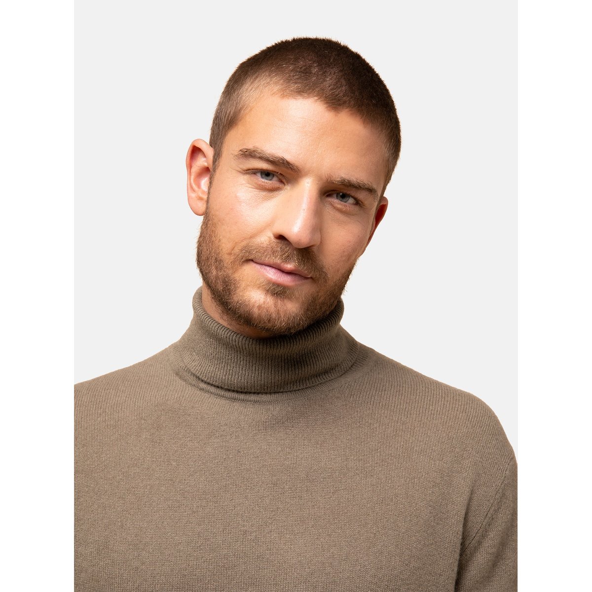 Pull Col Roulé Army Connor kaki, JUST CASHMERE