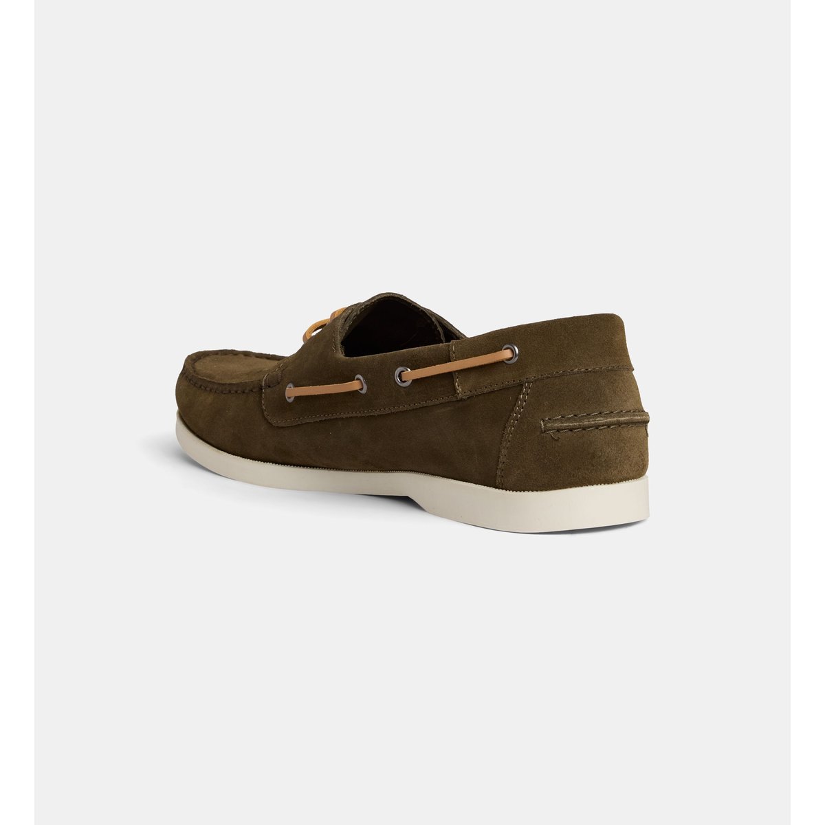 Chaussures bateau leon cuir velours kaki, COMPTOIR GL