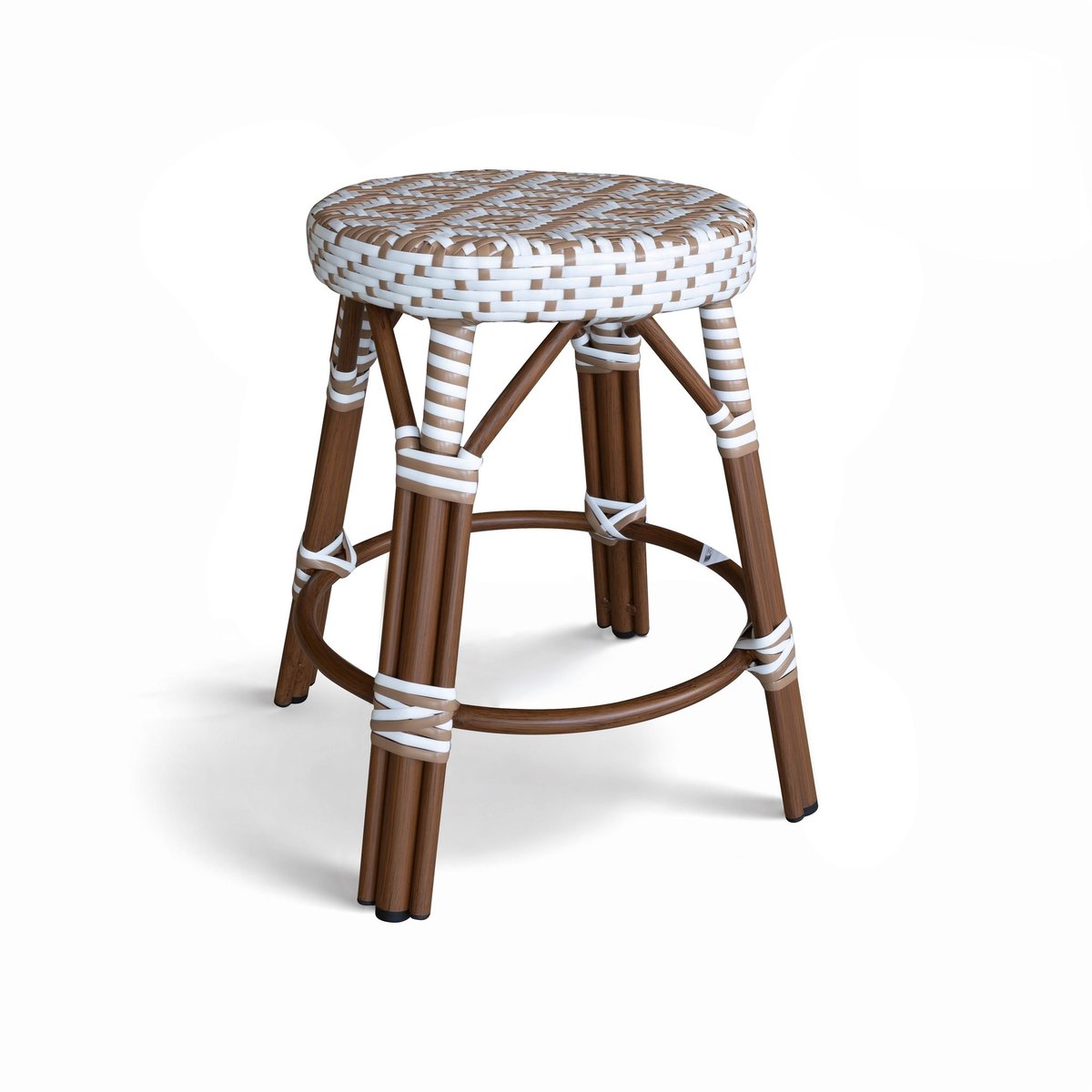 Tabouret bas effet rotin naturel, SCALA noisette, NOW'S HOME