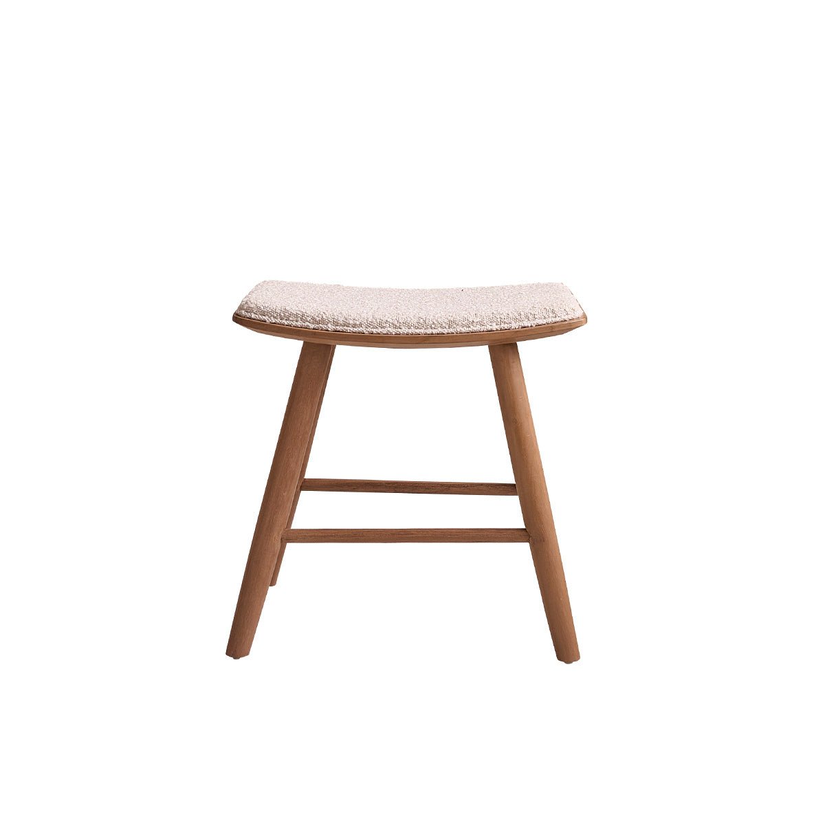 Tabouret en teck massif et bouclette AMBRE ecru, BERAH GETAH