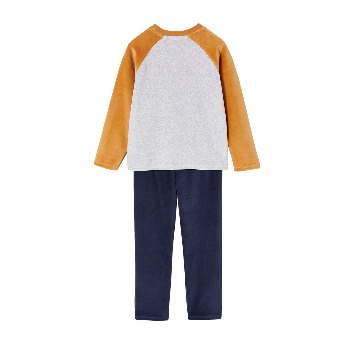 Lot de 2 pyjamas "Loup" en velours caramel, VERTBAUDET