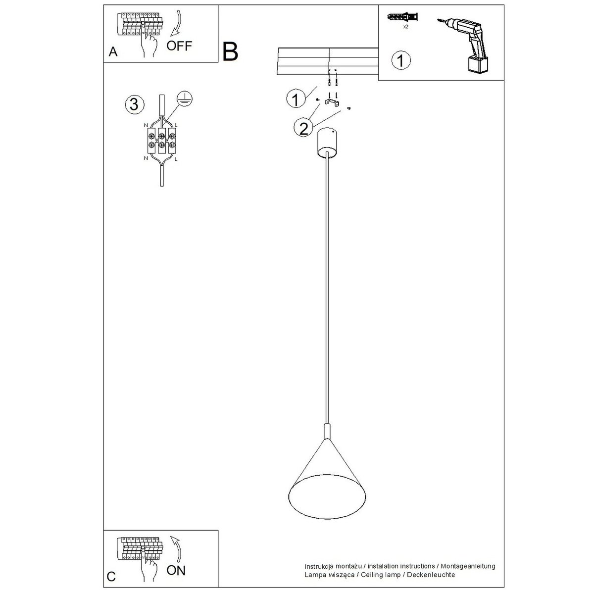 Suspension Acier Outremer E27 1 Nox outremer, EDEN