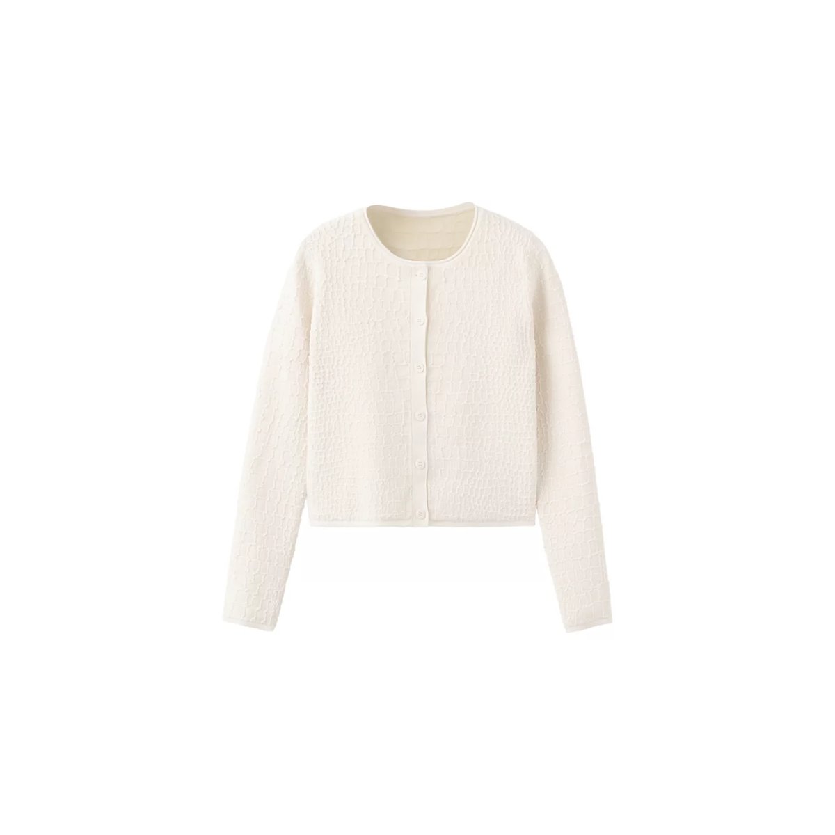 Cardigan tricot texturé écru, MANGO