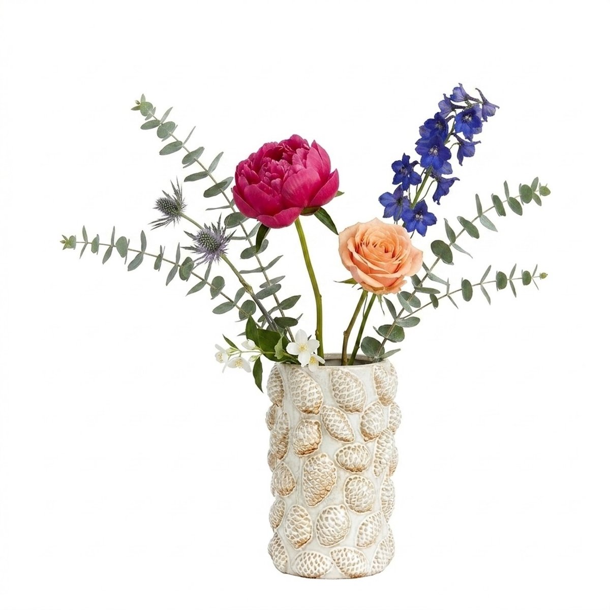 Vase pomme de pin en porcelaine beige, EDEN