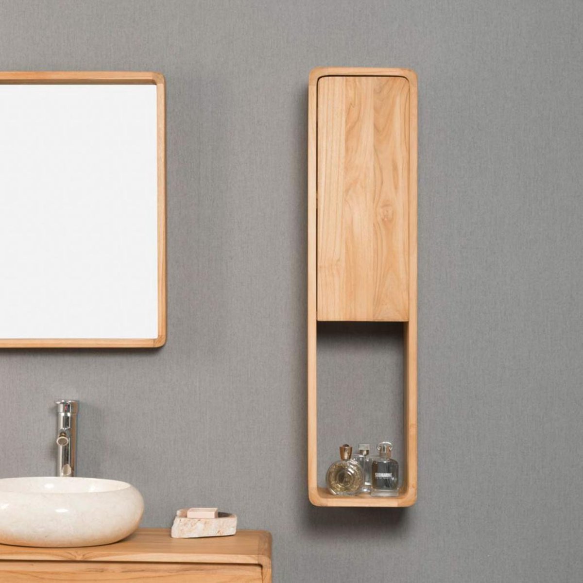 Colonne suspendu en teck rectangle de MILO naturel, WANDA COLLECTION