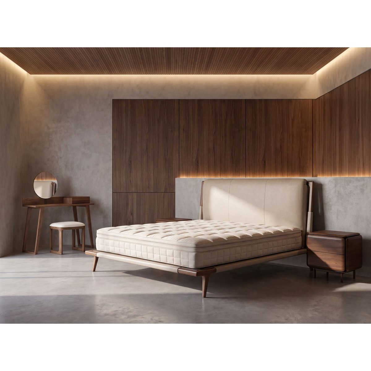 Matelas hybride en latex naturel avec mini ressorts ensachés beige, ANGEL CERDA