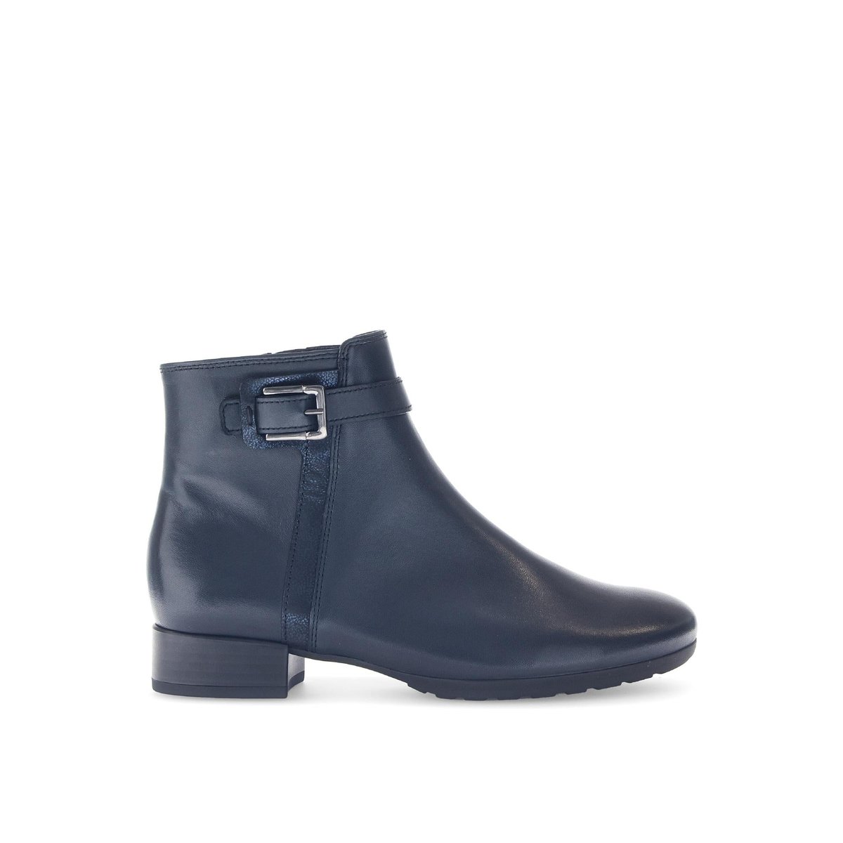 Bottines en cuir lisse à talon décroché bleu lisse, GABOR