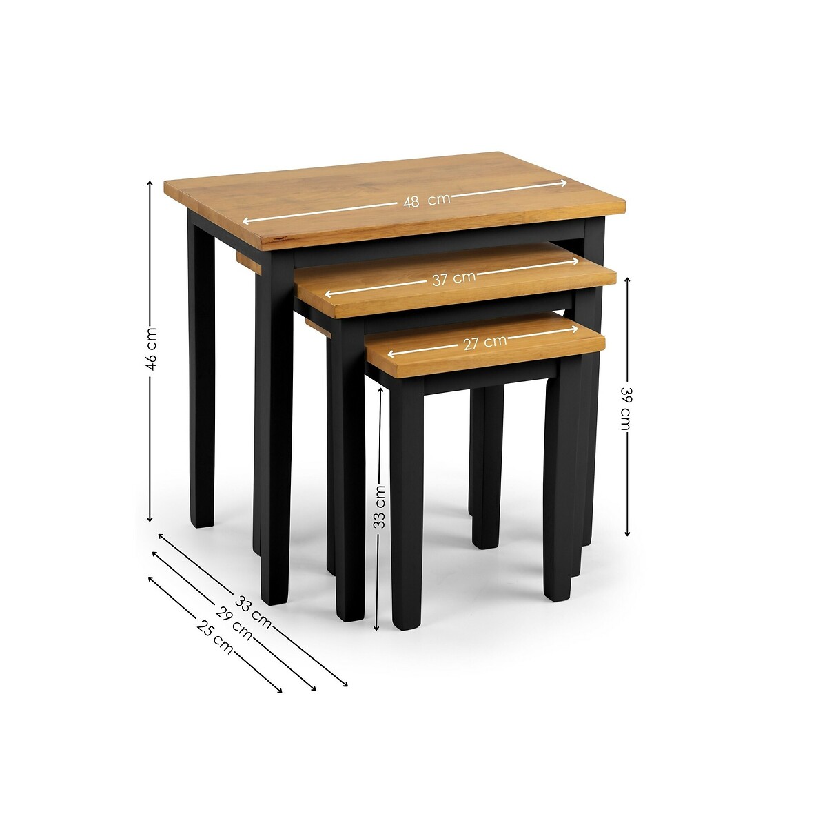Calia Wood Nesting Side Tables (Set of 3) black/wood, SO'HOME