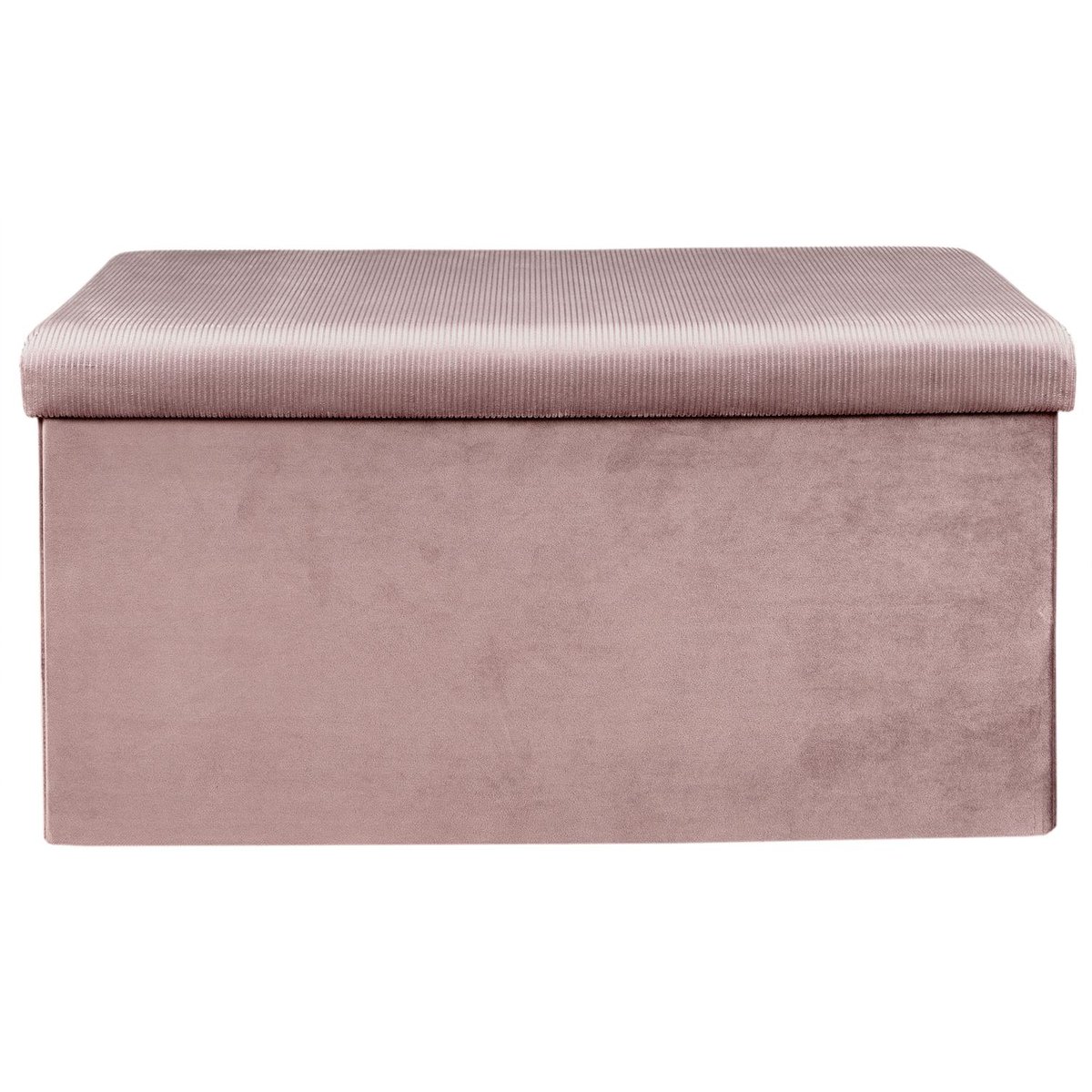 Banc coffre de rangement pliable en velours côtelé GIULIA rose, EDEN